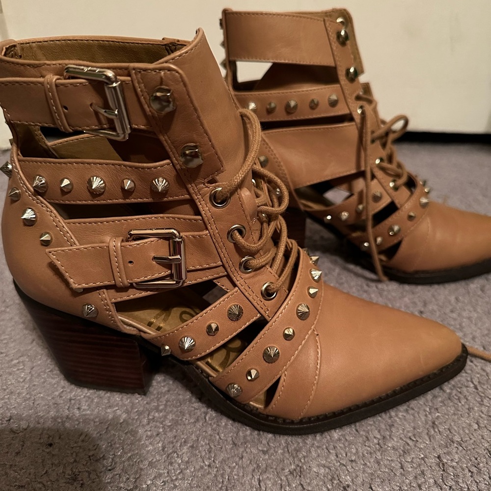 Camel Color Bootie With Gold Studs - image 4